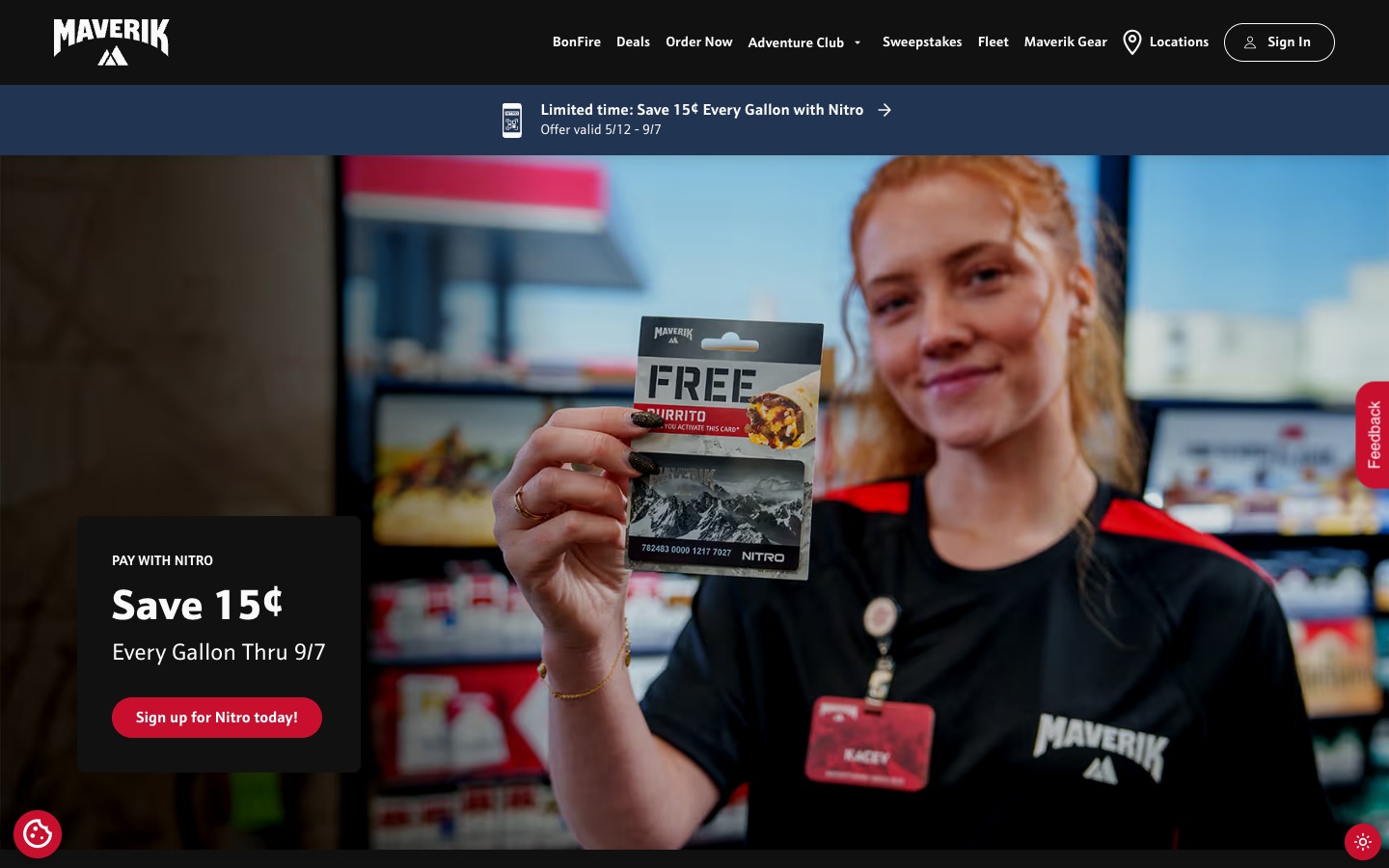 Maverik homepage